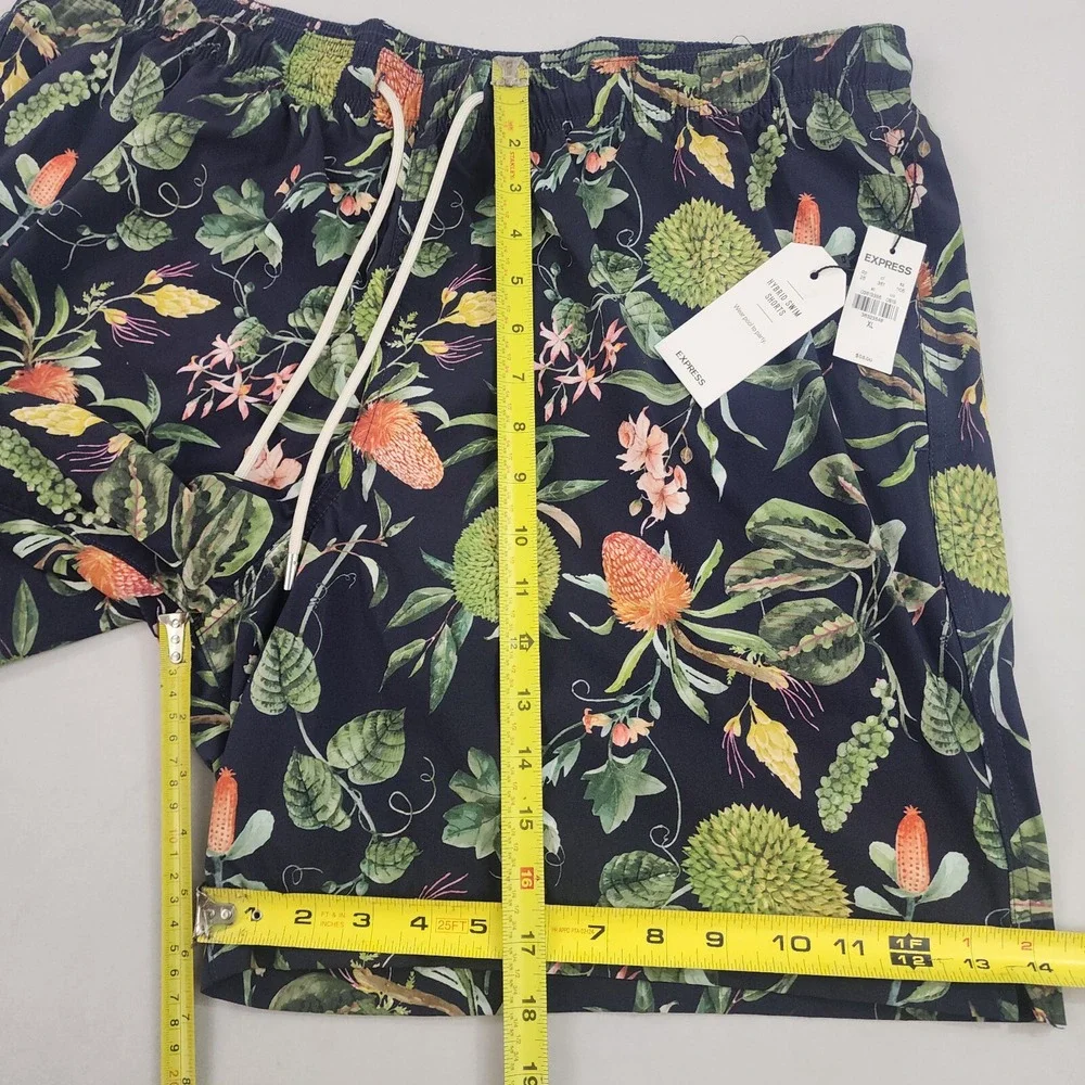 Express swimwear swim trunks shorts Extra Large XL navy floral pocket $68 mens